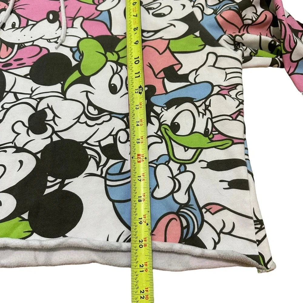Disney Mickey Mouse Hoodie Sweater Cropped AOP Minnie Goofy Pluto Women’s Sz 2X - Picture 8 of 8